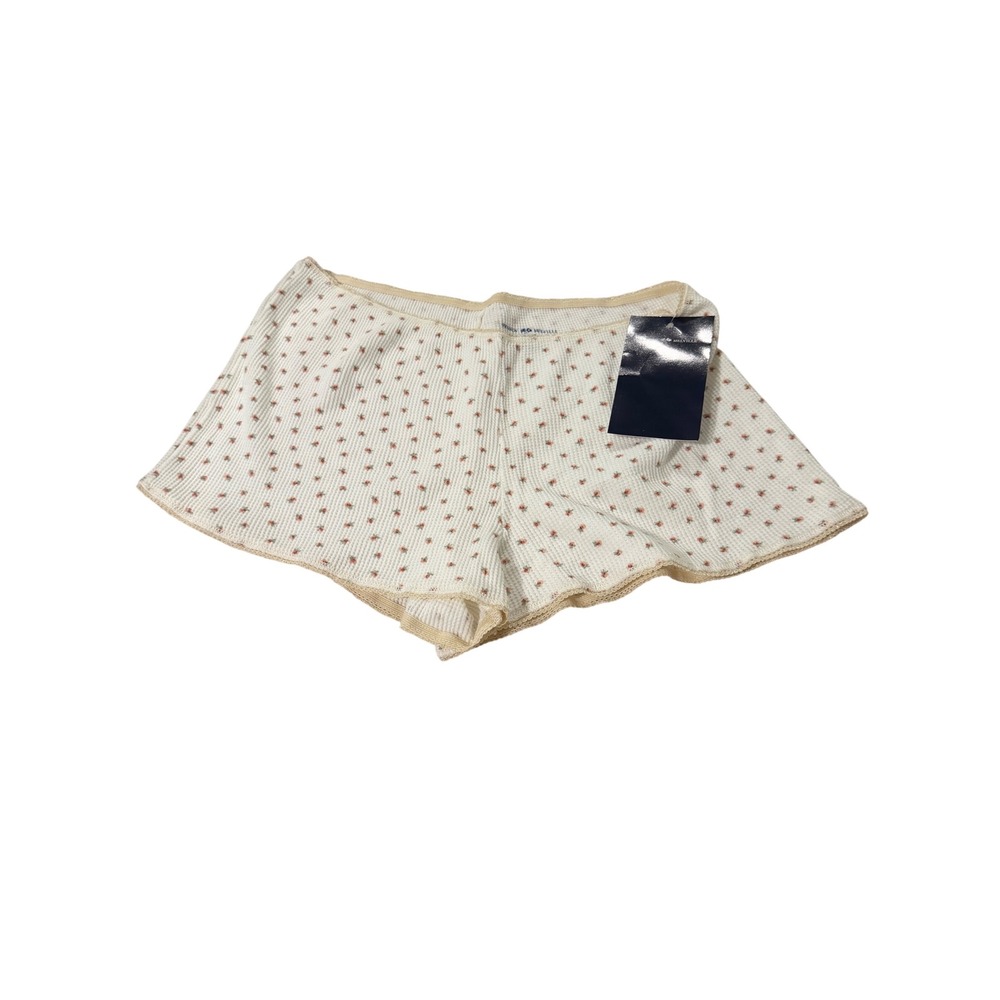 Brandy Melville Coquette Soft Girl Cream Waffle Knit Lounge Shorts OS Rose Print